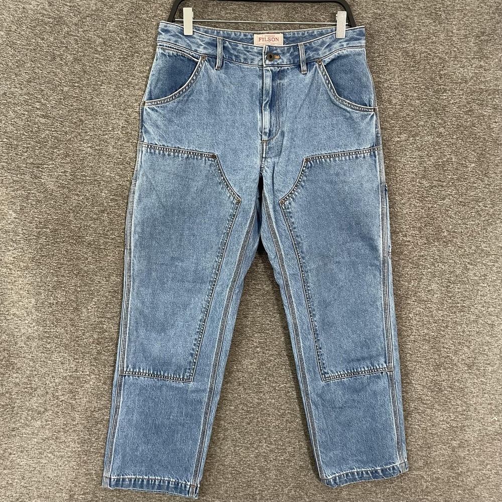 Filson 11oz Work Jeans Women's 29 Blue Straight Double Front Carpenter Workwear